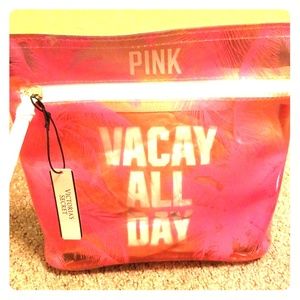 Pink/Victoria's Secret plastic zip bag. NWT